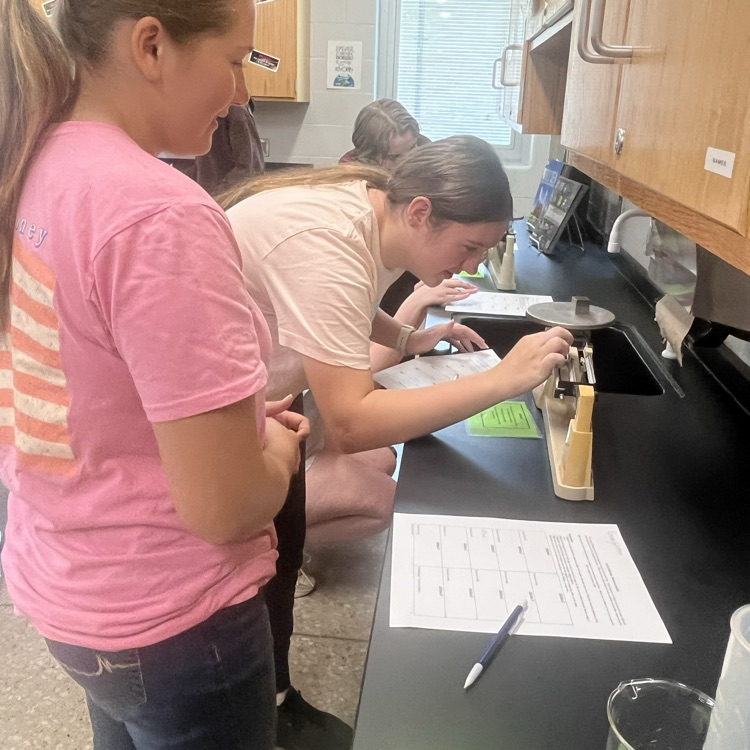 Physical science students perform their first lab of the year.