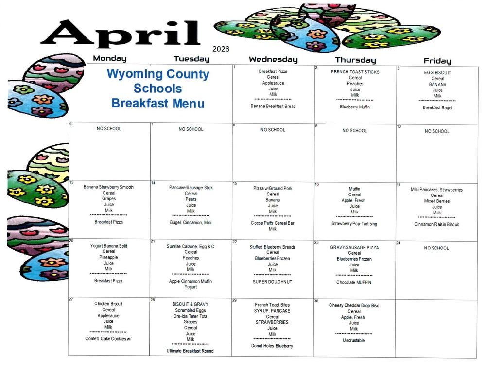 April Breakfast Menu