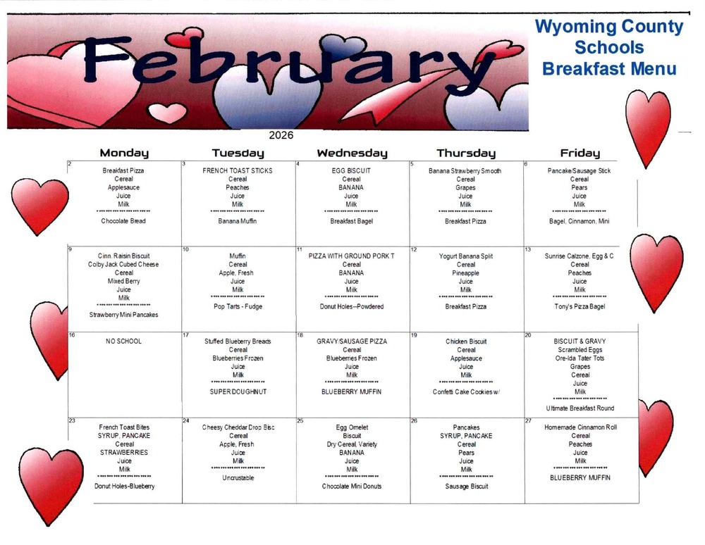 February 2026 Breakfast Menu