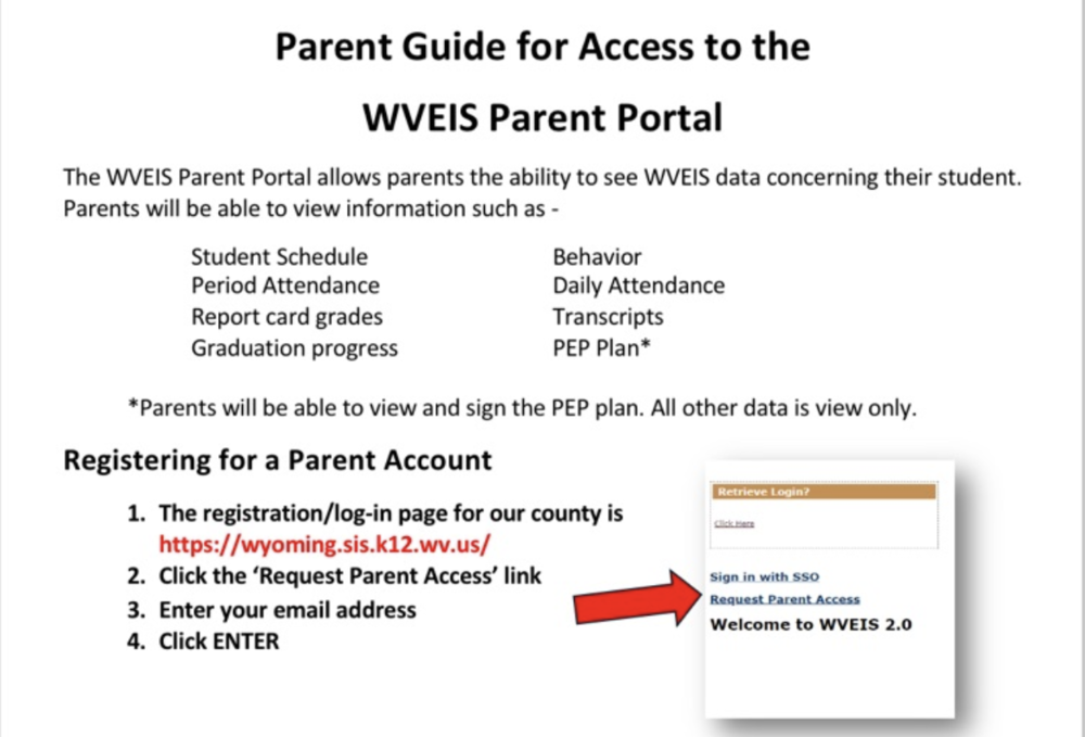 Parent Guide for Acces to the WVEIS Parent Portal