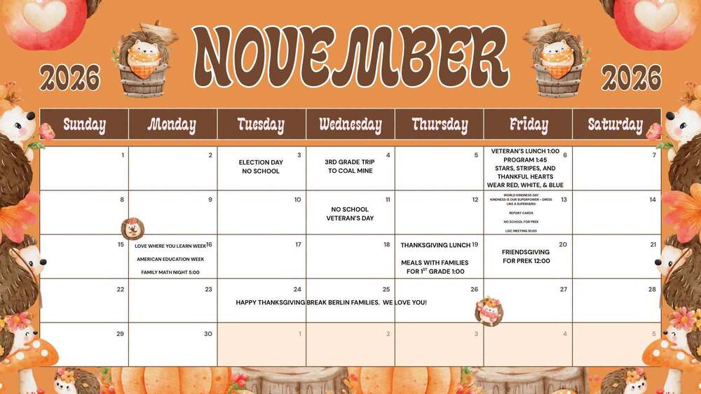 November Activities Calendar