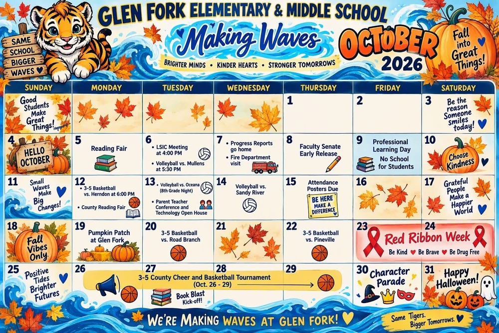 October Monthly Calendar