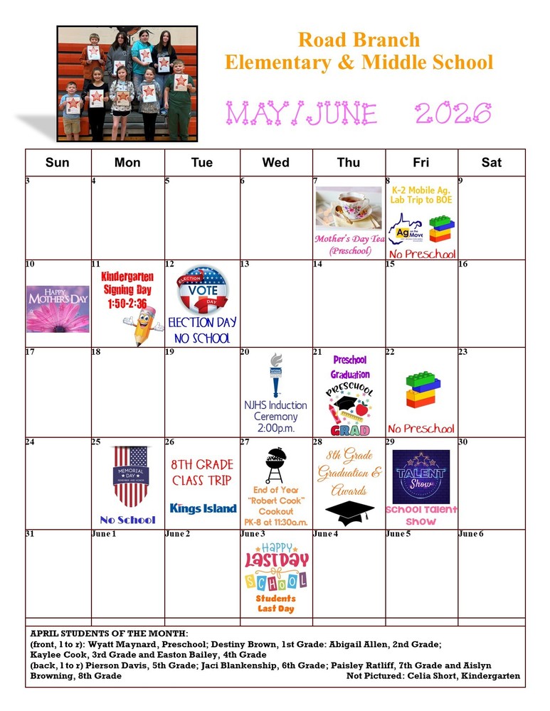 May & June Calendar