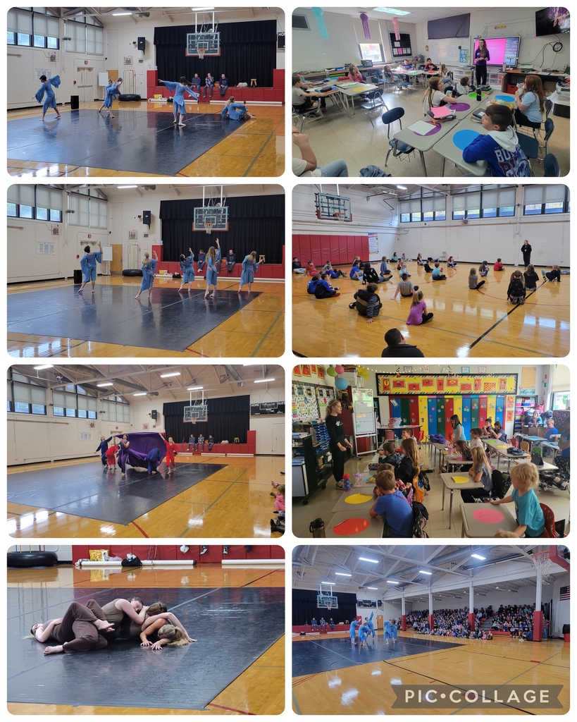 seiries of 8 photos of various parts of the dance and performers giving a lesson in the classroom.