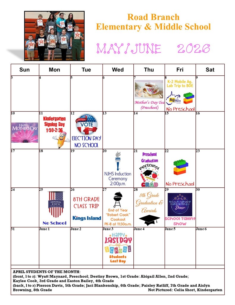 May & June Calendar