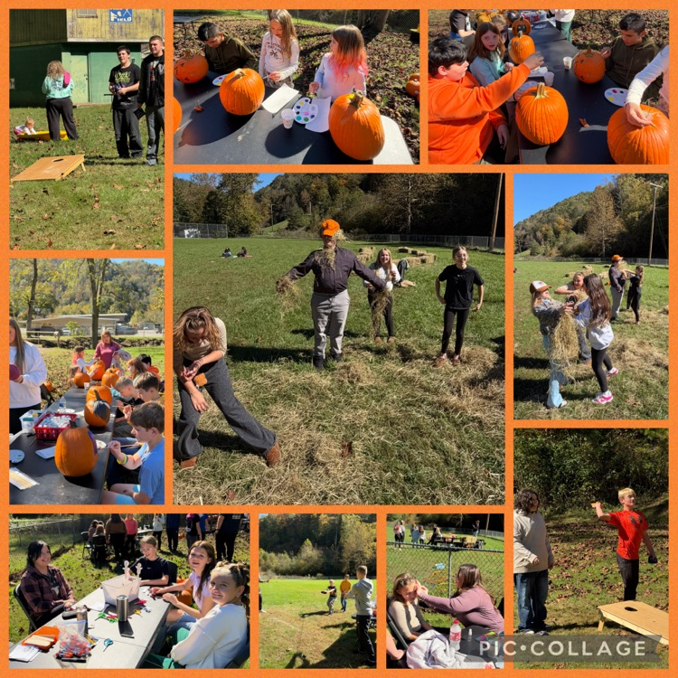 Middle school students at the pumpkin patch