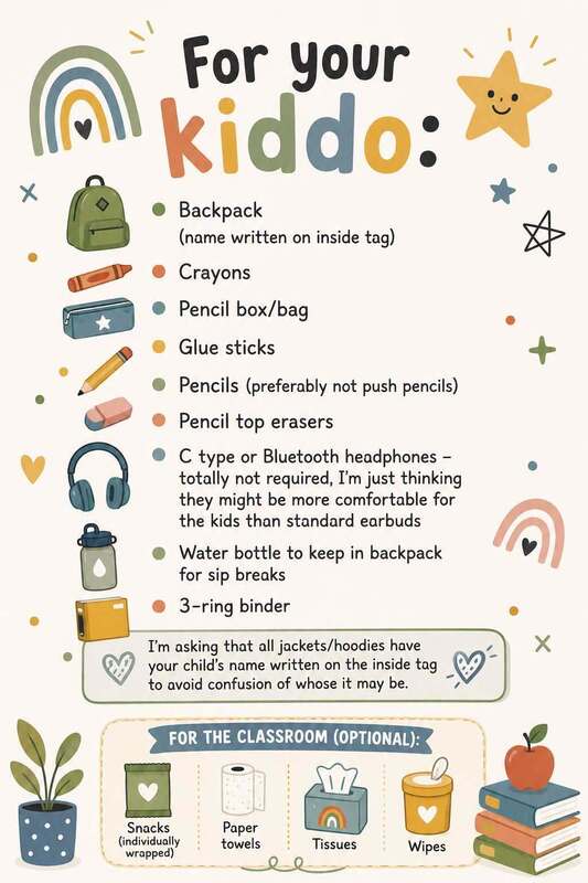 kindergarten wish list