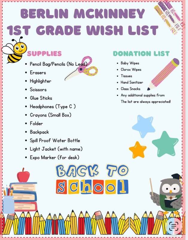 1st Grade wish list