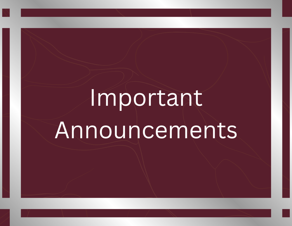 Important Announcements