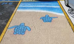 Painted Parking Space with Ocean Scene