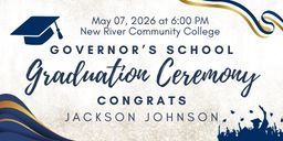 may 7 at 6 pm new river community college governor's school graduation ceremony