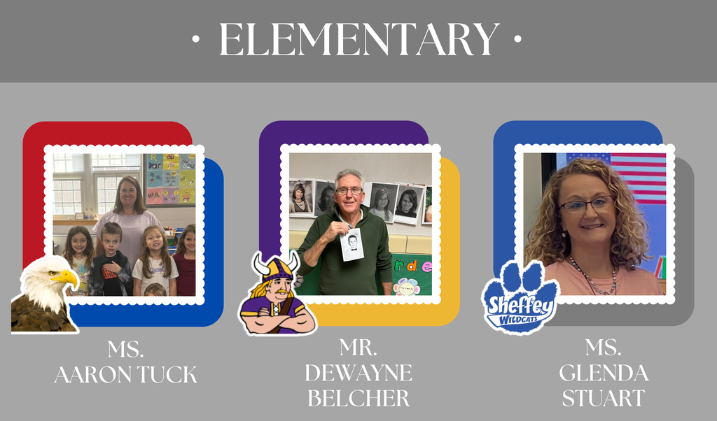 Three elementary school teachers of the year. JMES Ms. Aaron Tuck, MMES Mr. Dewayne Belcher, Sheffey Ms. Glenda Stuart.