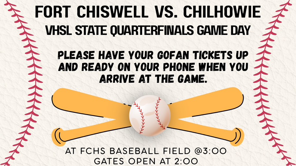 FC vs Chilhowie at FCHS. Please have your GoFan Tickets up and ready on your Phone when you arrive at the Game. Gates open at 2:00 and game begins at 3:00