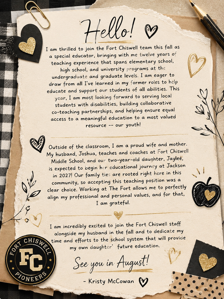 Mrs. McCowan's letter to the community.