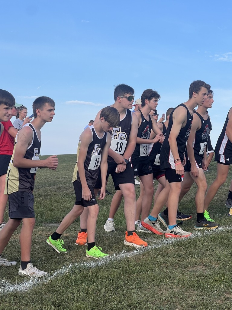 The boys cross country teams line up ready to start the race.
