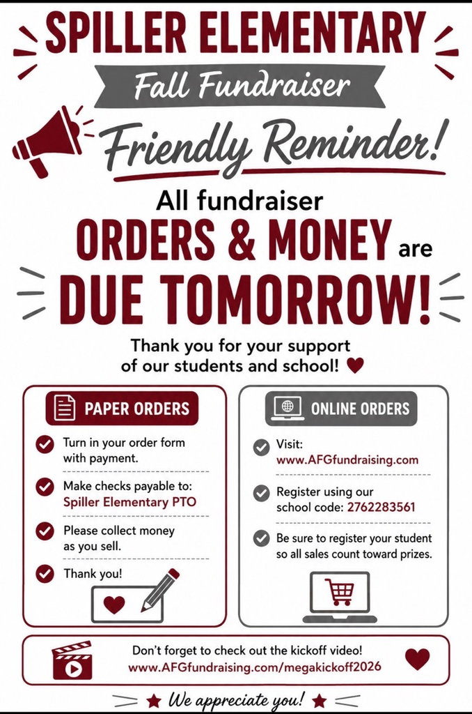 fundraiser forms and money are due tomorrow 