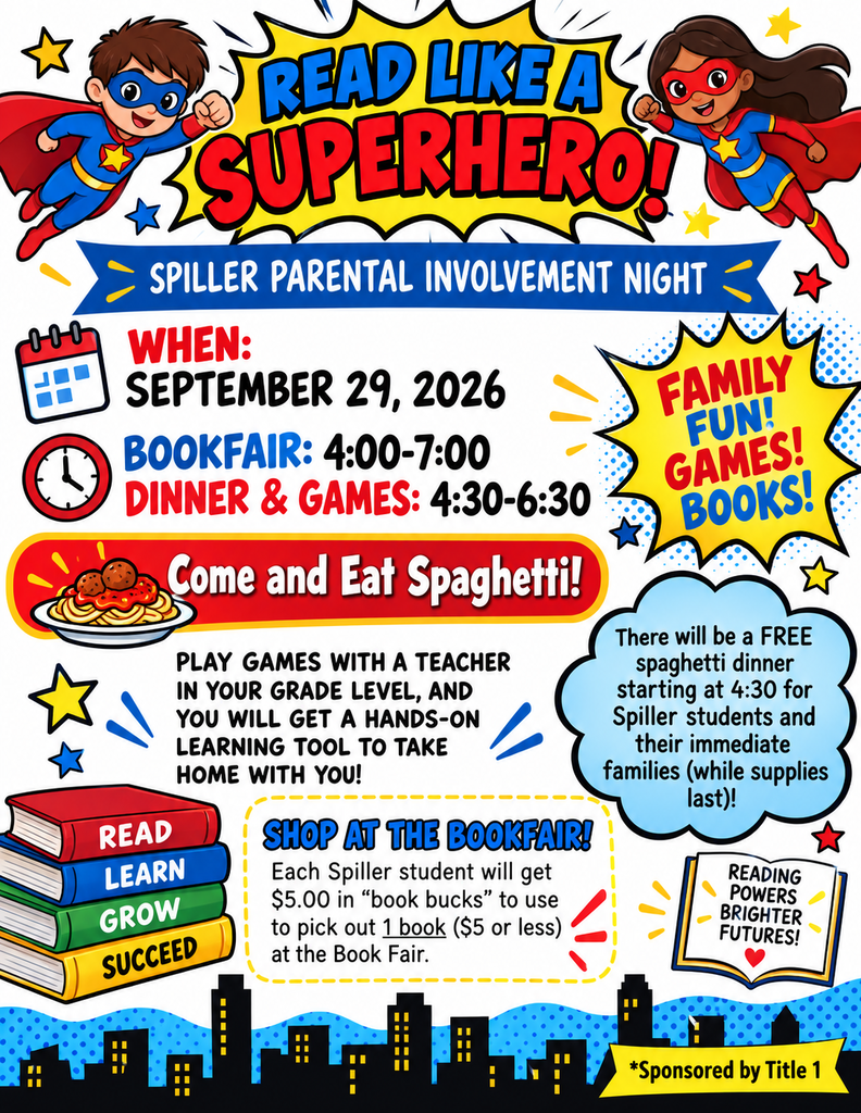 Flyer stating Parental Involvement Night will be on September 29th at 4:30