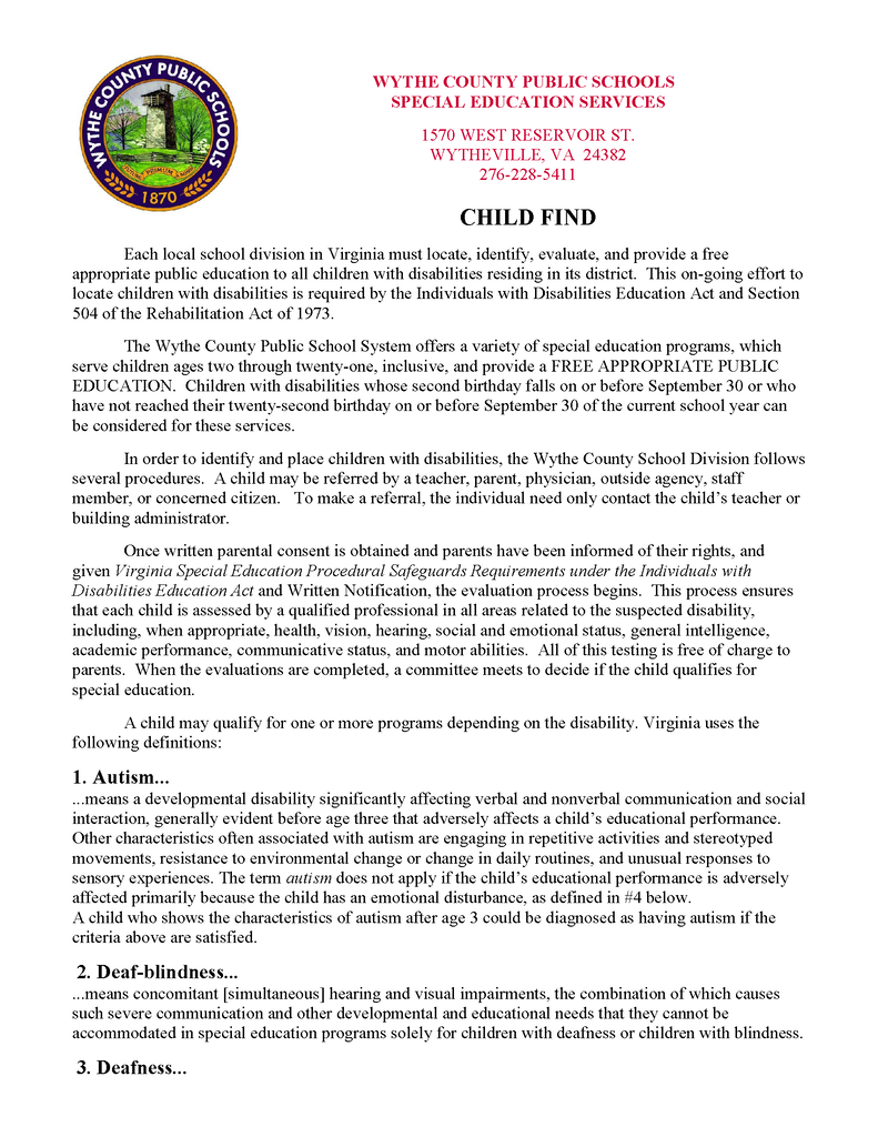 Child Find Article
