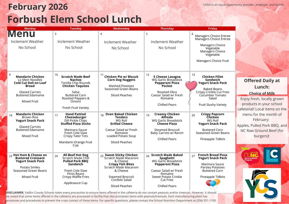 february lunch menu