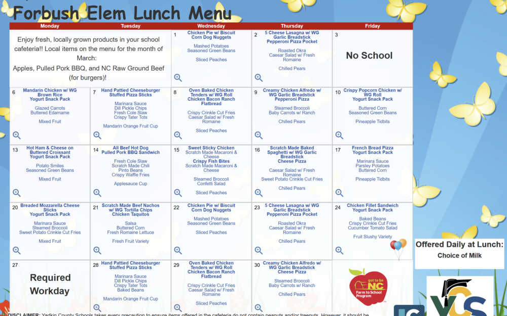 april lunch menu