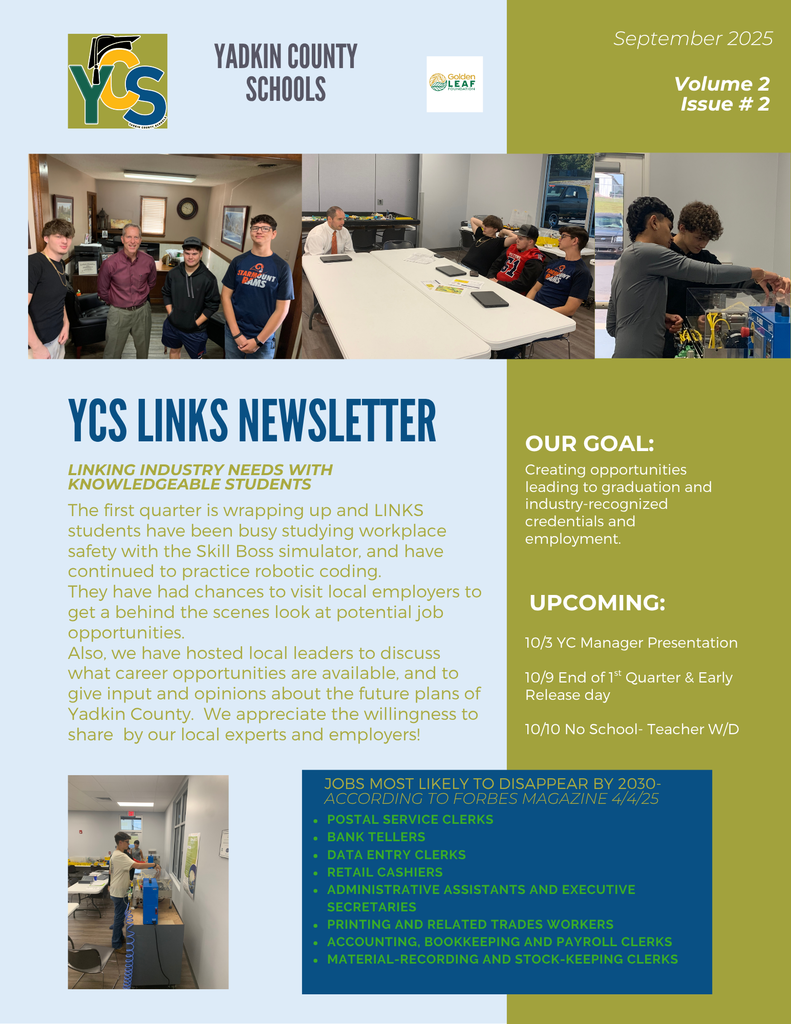 YCS-LINKS newsletter, with a summary of September's activities.