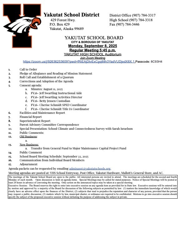 9/8/25 School Board Meeting