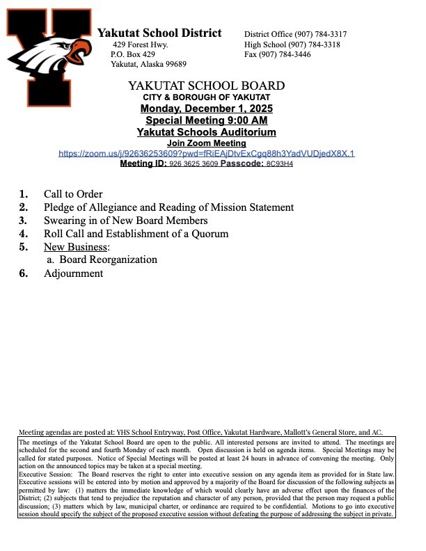 12/01/25 SPECIAL SCHOOL BOARD MEETING