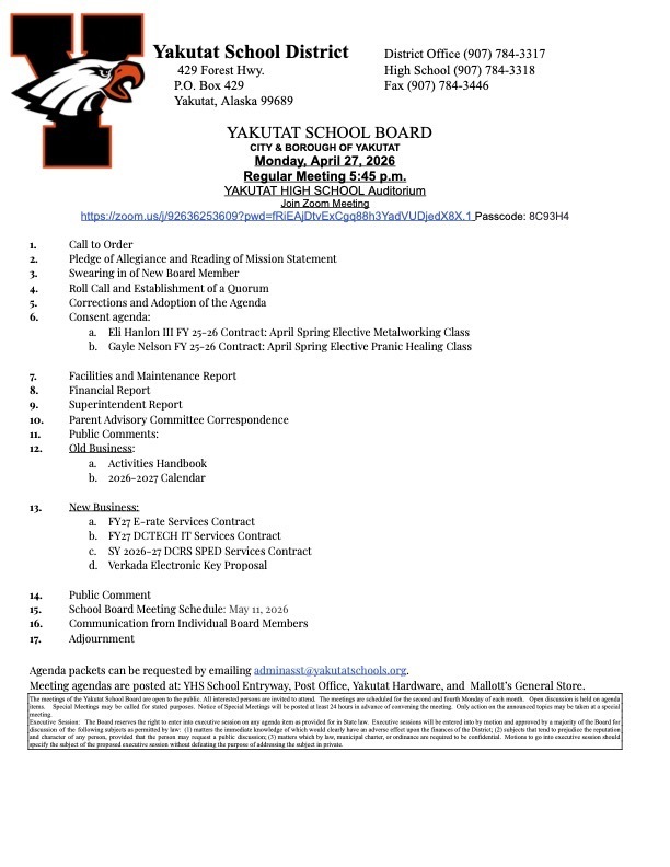 School board agenda