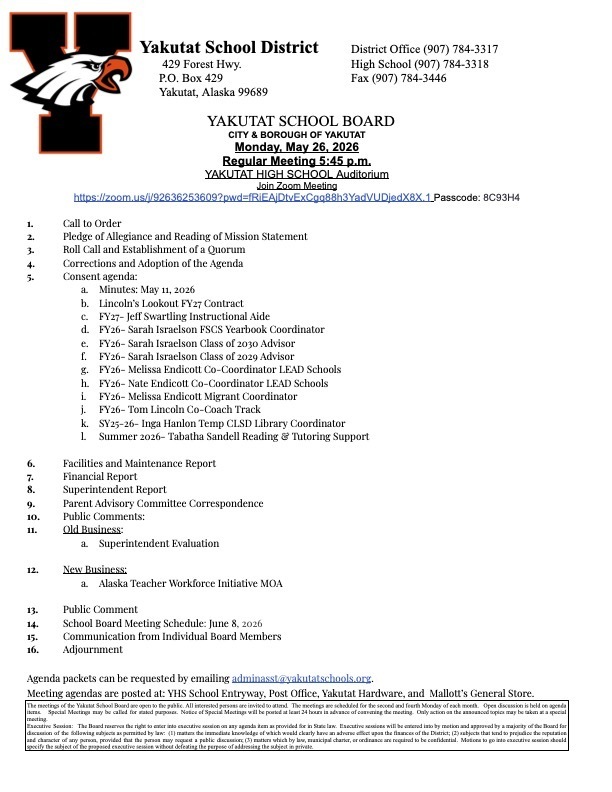 School board agenda