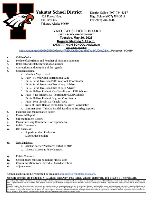 School board agenda
