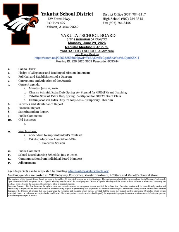 School board agenda
