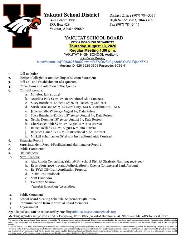 School board agenda