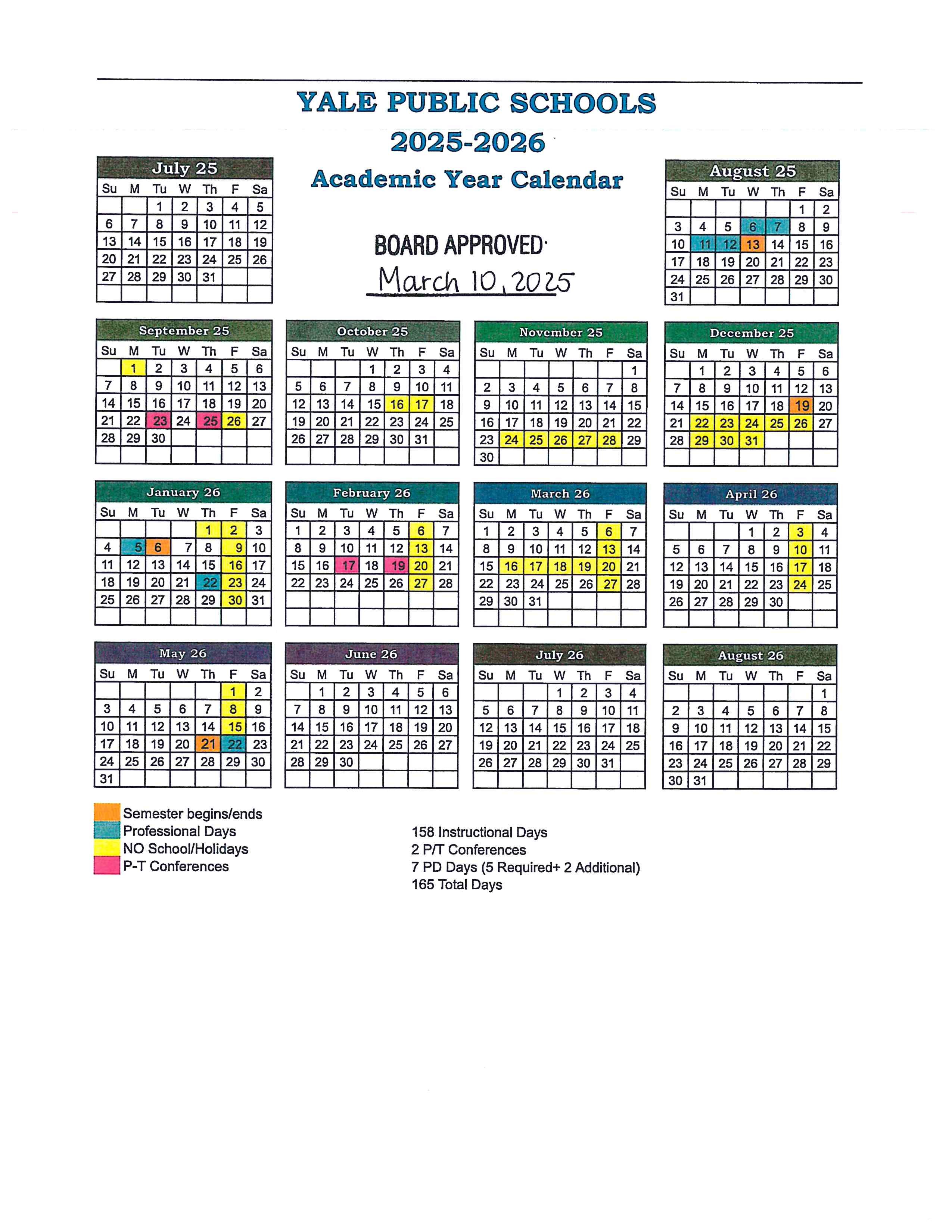 Yale University Academic Calendar 2026 27