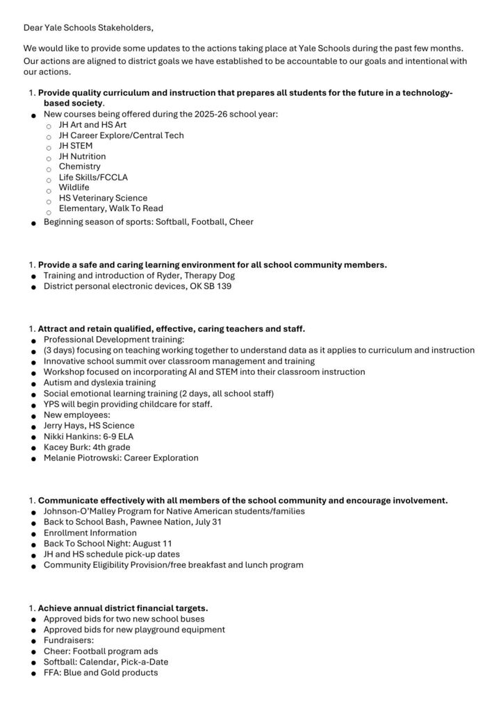 State of the district August 2025