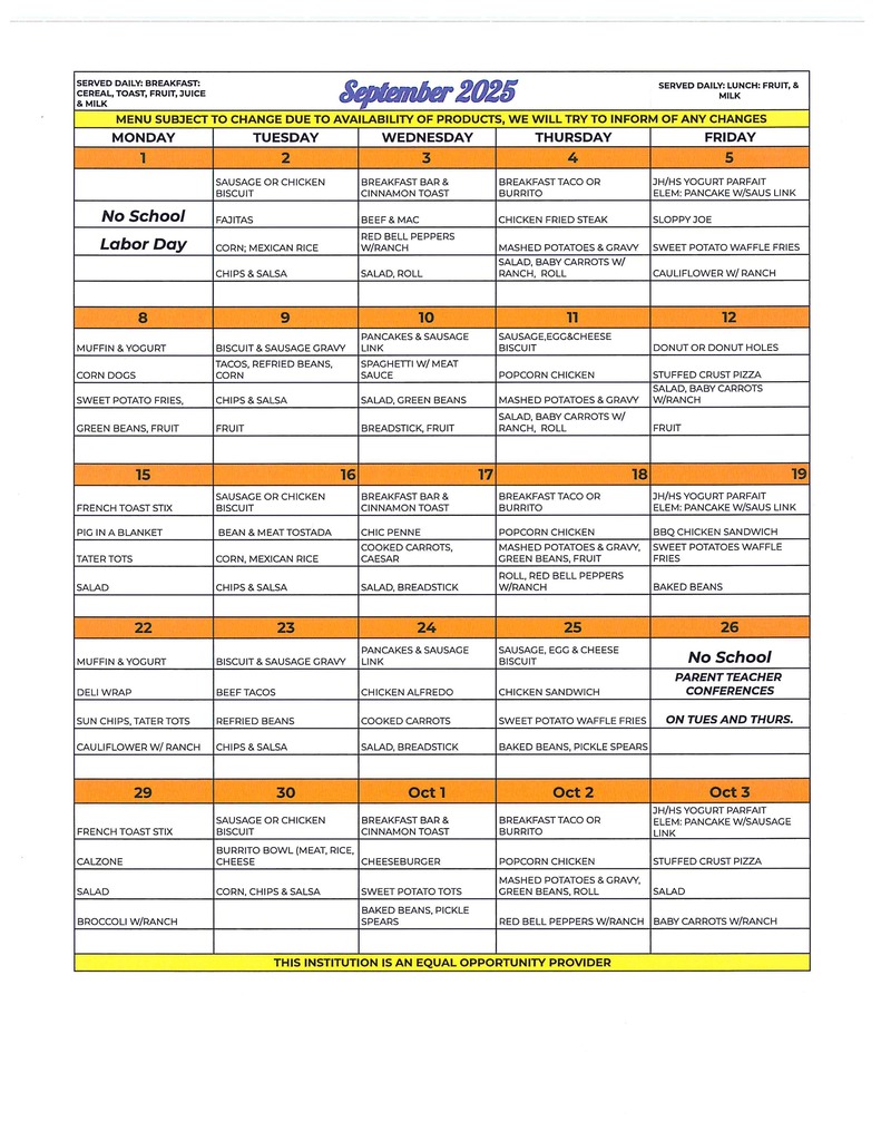 SEPT MENU