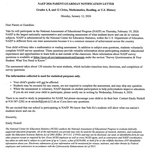 Notification Letter for NAEP