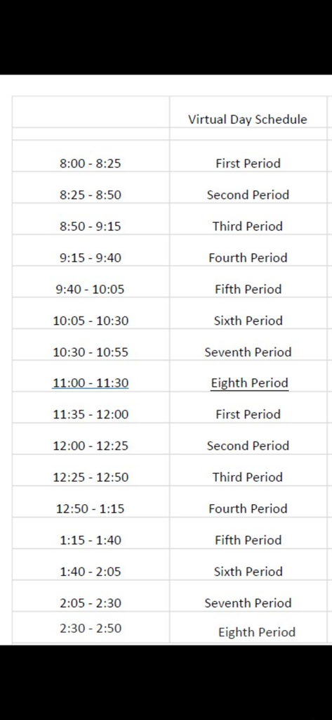  Virtual Day Schedule 