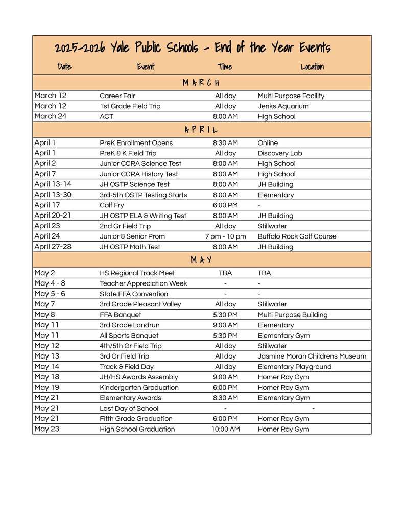 End of Year Events 2026