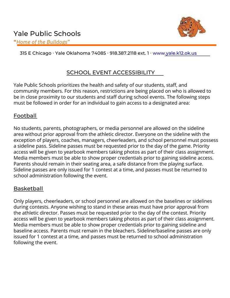 School Event Floor/Field Accessibility Policy