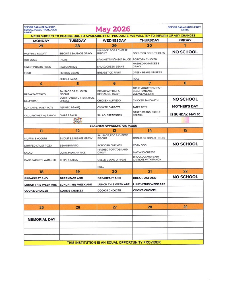 May menu