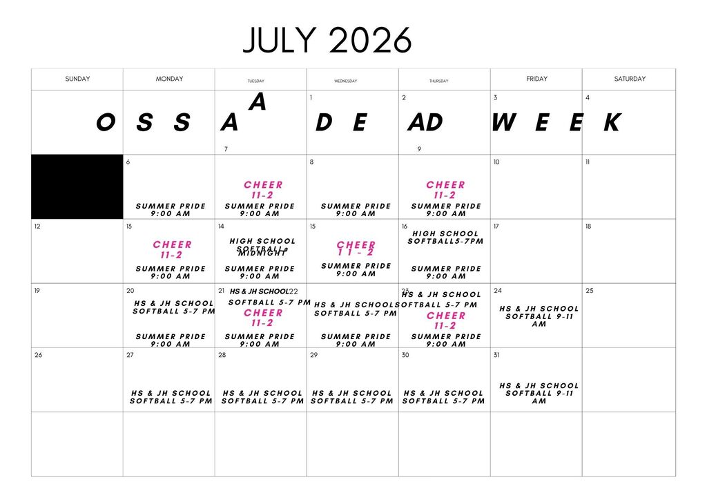 Summer Pride Calendar