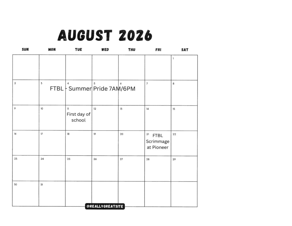 Summer Pride Calendar