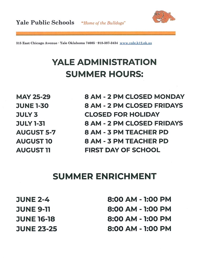 Summer hours
