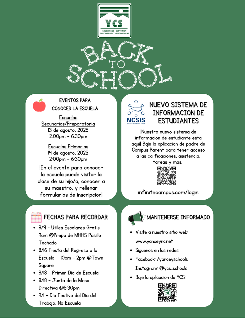 spanish back to school information