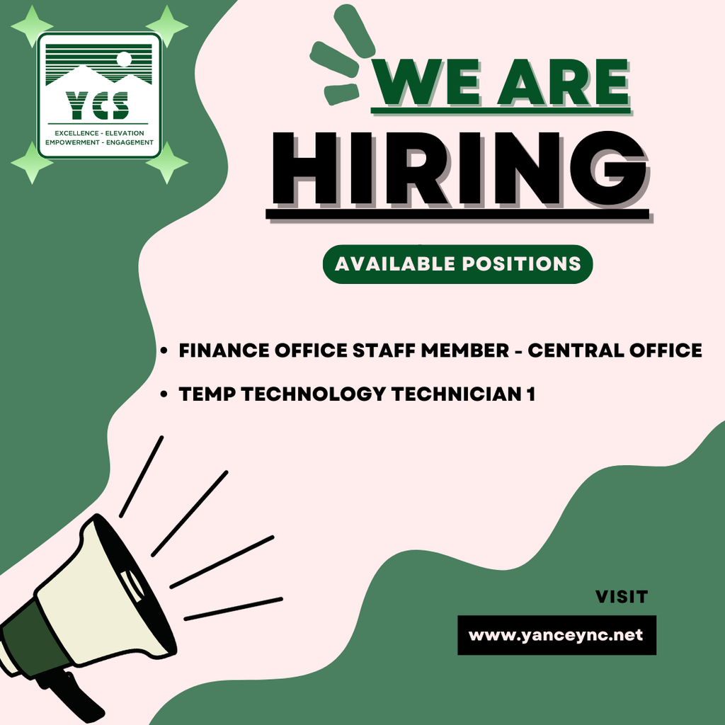 We are hiring - available positions - Finance Office Staff Member - Central Office temp technology technician 1 - visit www.yanceync.net