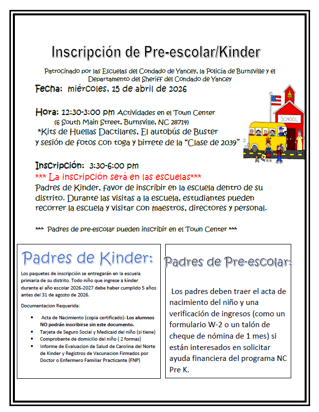 kindergarten registration info in spanish