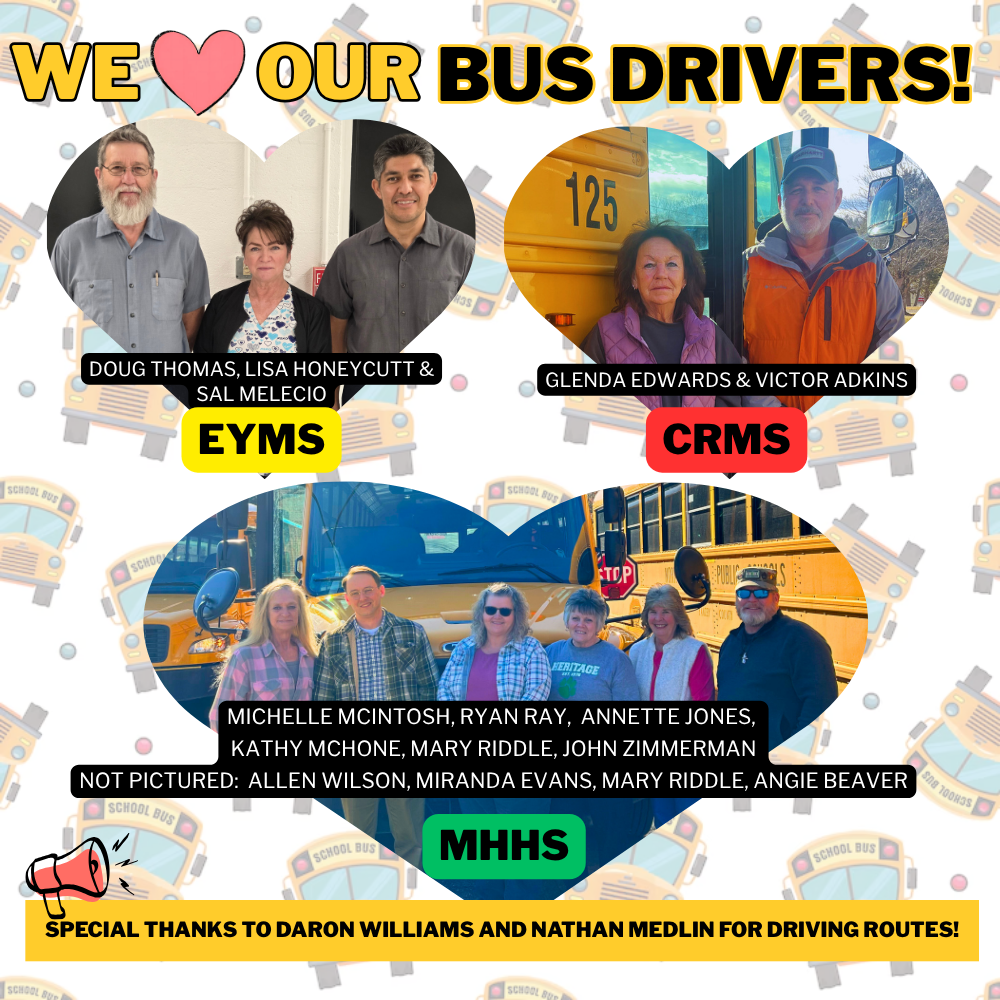 pictures of bus drivers with a caption that says "We love our bus drivers"