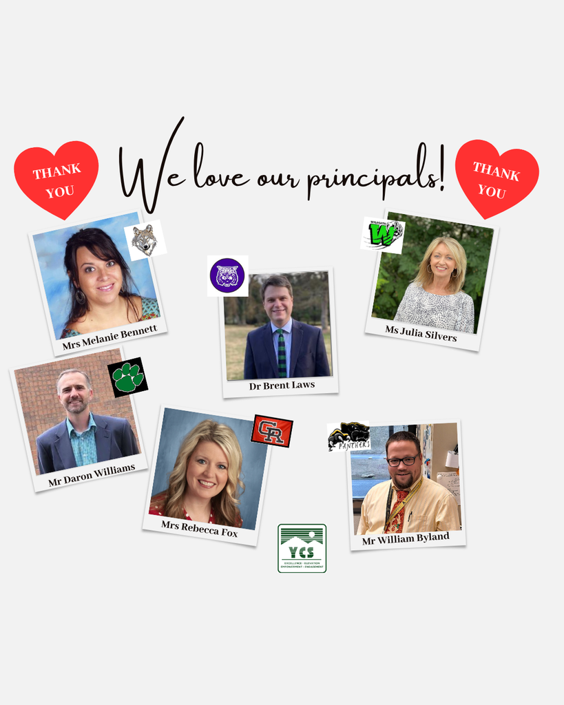 we love our principals with pictures of three women and three men