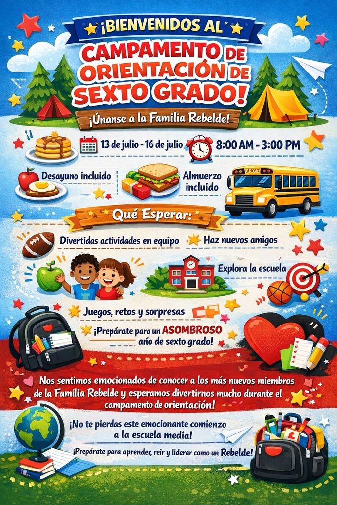 6th grade orientation flyer in Spanish