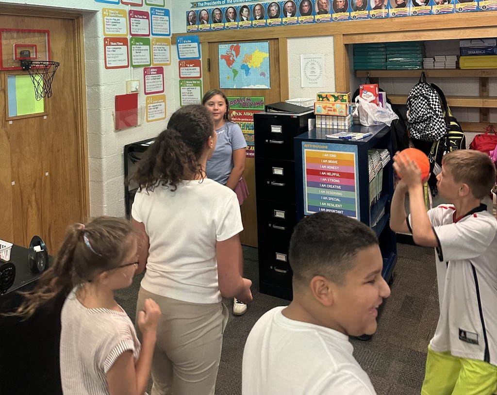 Shooting a basket after completing the sentence correctly!